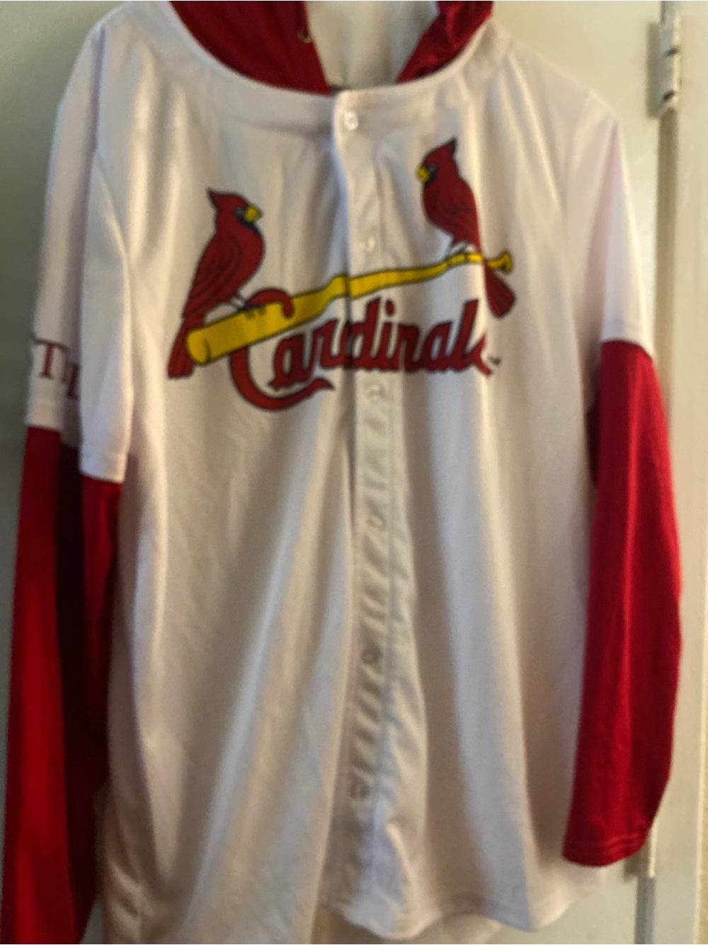 Source Unknown White and Red Cardinals Logo Baseball Jersey